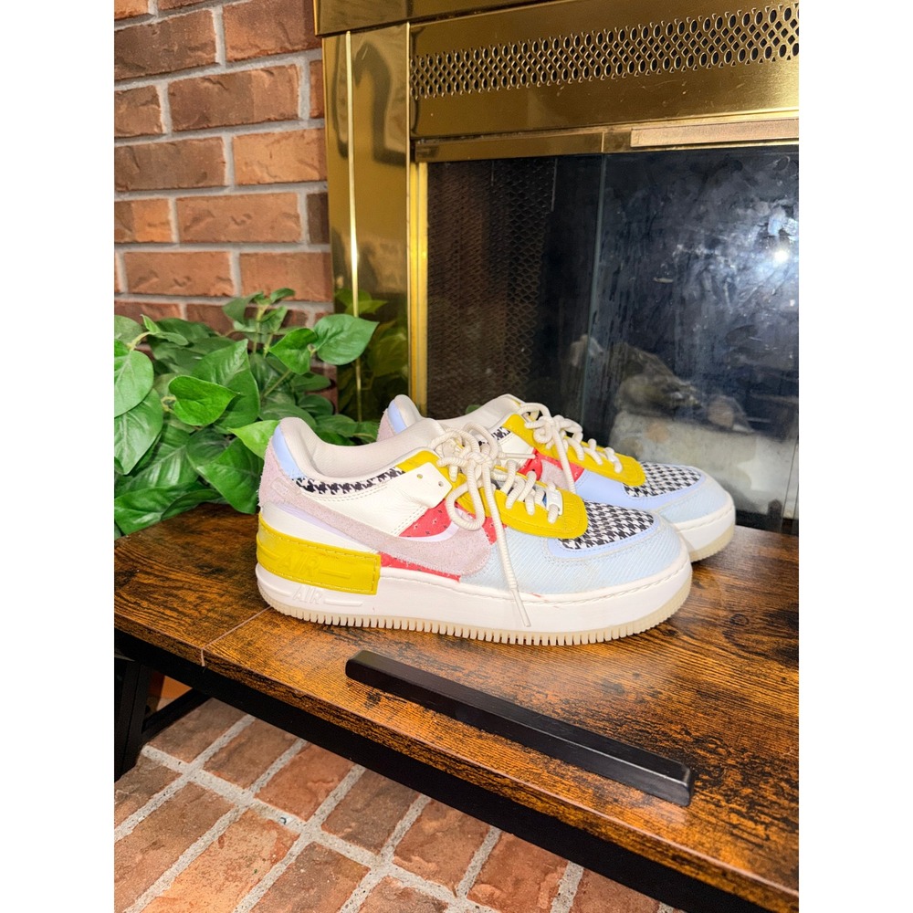 Nike Air Force 1 Shadow Women Multi Patchwork Houndstooth DM8076-100 Size 9